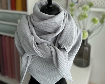 Muslin cloth women's scarf muslin triangular cloth cloth double-layered light grey