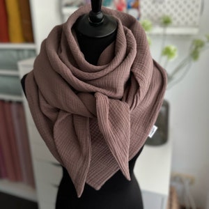 Muslin scarf women's neckerchief muslin triangular scarf double-layered mauve