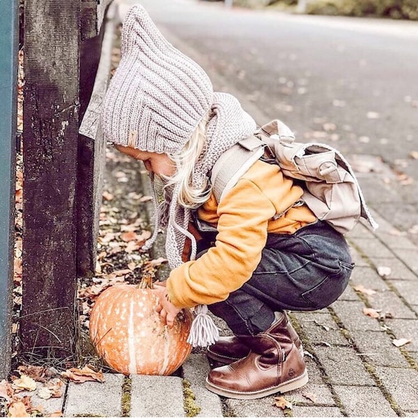 Pixie Mütze Babymütze Zwergenmütze Strickmütze Wintermütze Kindermütze Merinowolle gestrickt AUF BESTELLUNG