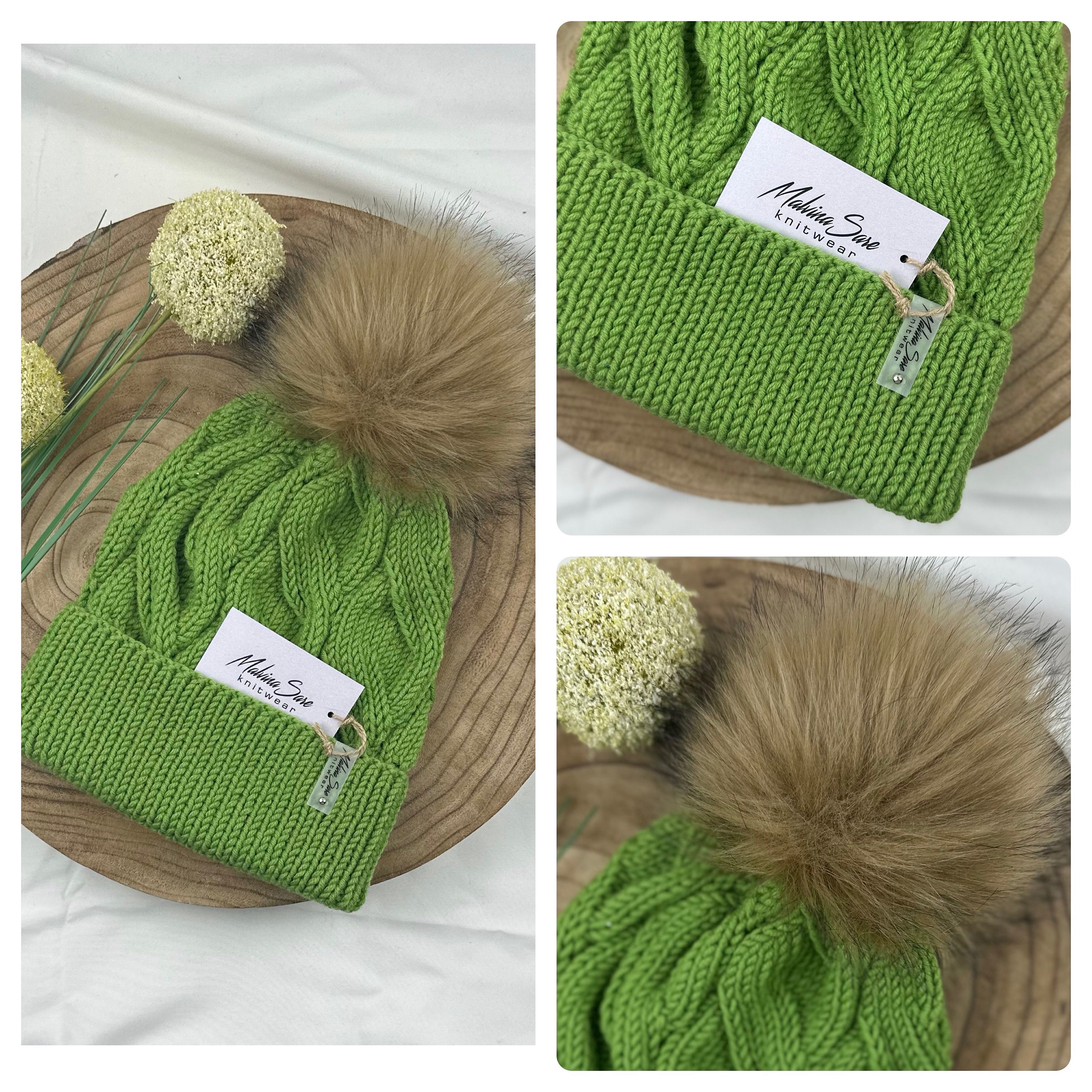 Bonnet à pompon, bonnet d'hiver, bonnet en laine, bonnet tricoté, bonnet  pour femme, bonnet pour enfant, bonnet pour bébé, laine mérinos tricotée  avec