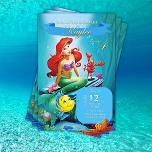 Ariel Birthday Invitation, Little Mermaid Invitation