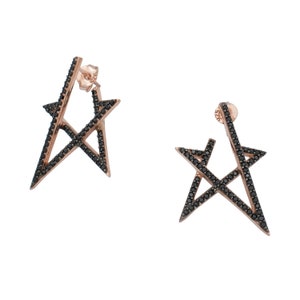 Star Drop Earrings, Sterling Silver, Silver Colour with Clear Stones, Astronomy, Star Gazer, Celestial, 2.9 cm, Gift for Her, Delicate