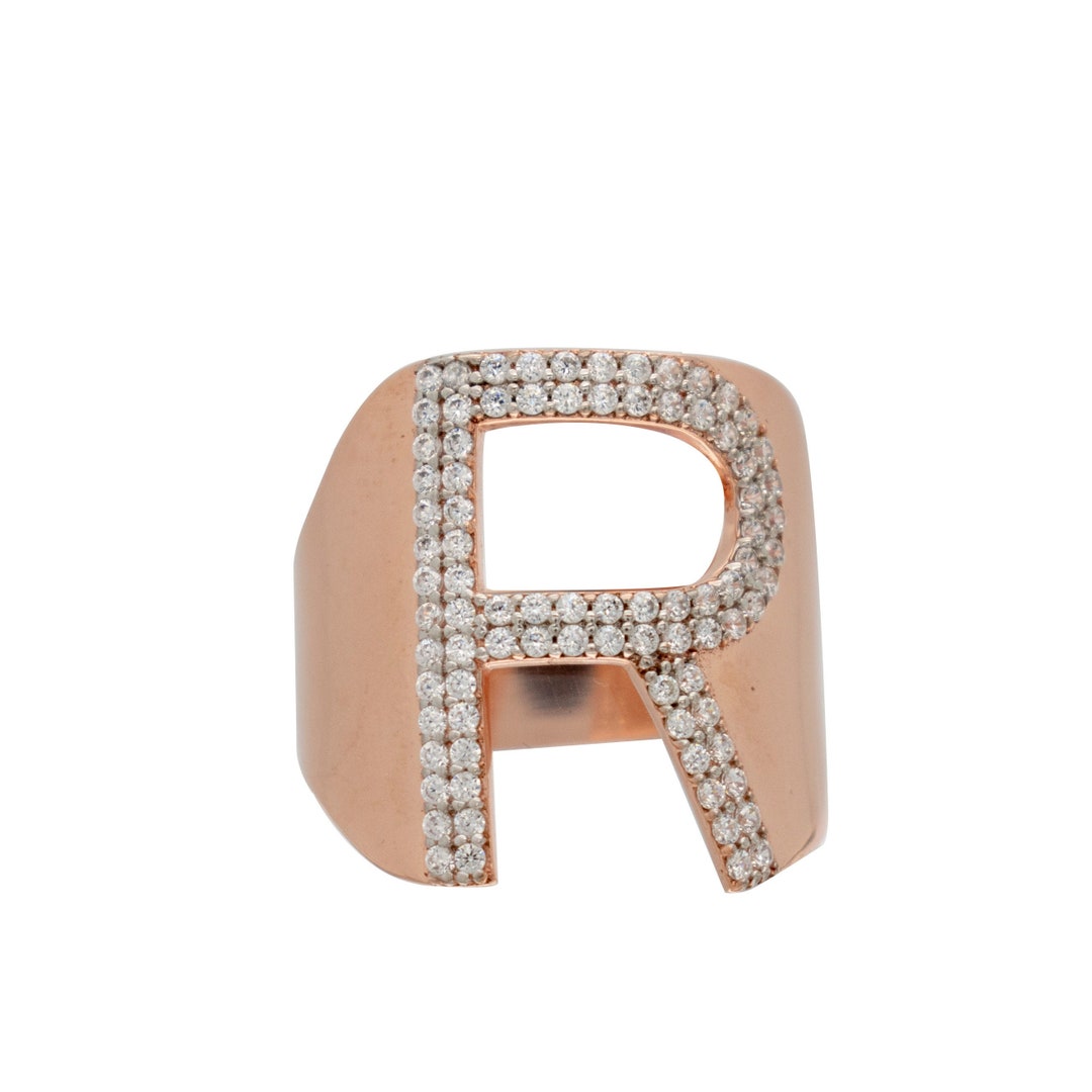 Ring Without R Initial Letter R Ring, 925 Sterling Silver With Zirconia Stones ...