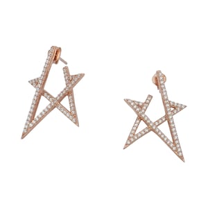 Star Drop Earrings, Sterling Silver, Silver Colour with Clear Stones, Astronomy, Star Gazer, Celestial, 2.9 cm, Gift for Her, Delicate