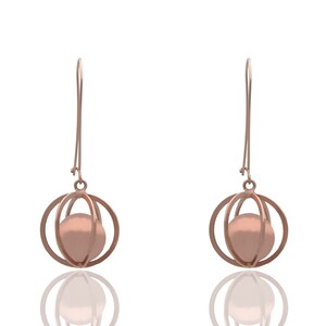 925 Sterling Silver Earrings, Rose Gold Colour, Minimalist Earrings, Dangle Earrings, Drop Earrings, Parallel Earrings, Long Earrings, Ball
