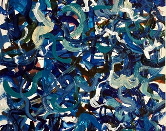 Out of the Blue.   11x14 Original Abstract Art on stretched canvas