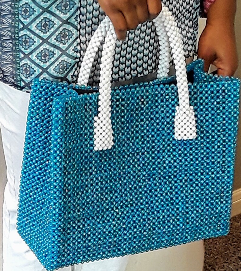A Beaded Tote Bag and a Carrier Acrylic Handmade Beaded Etsy