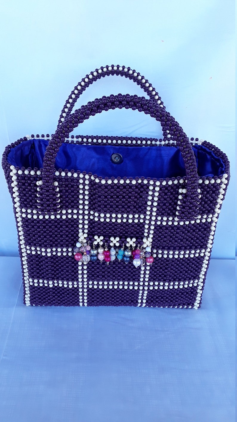 Women bead bag a beaded hand bag and a carrier acrylic Etsy