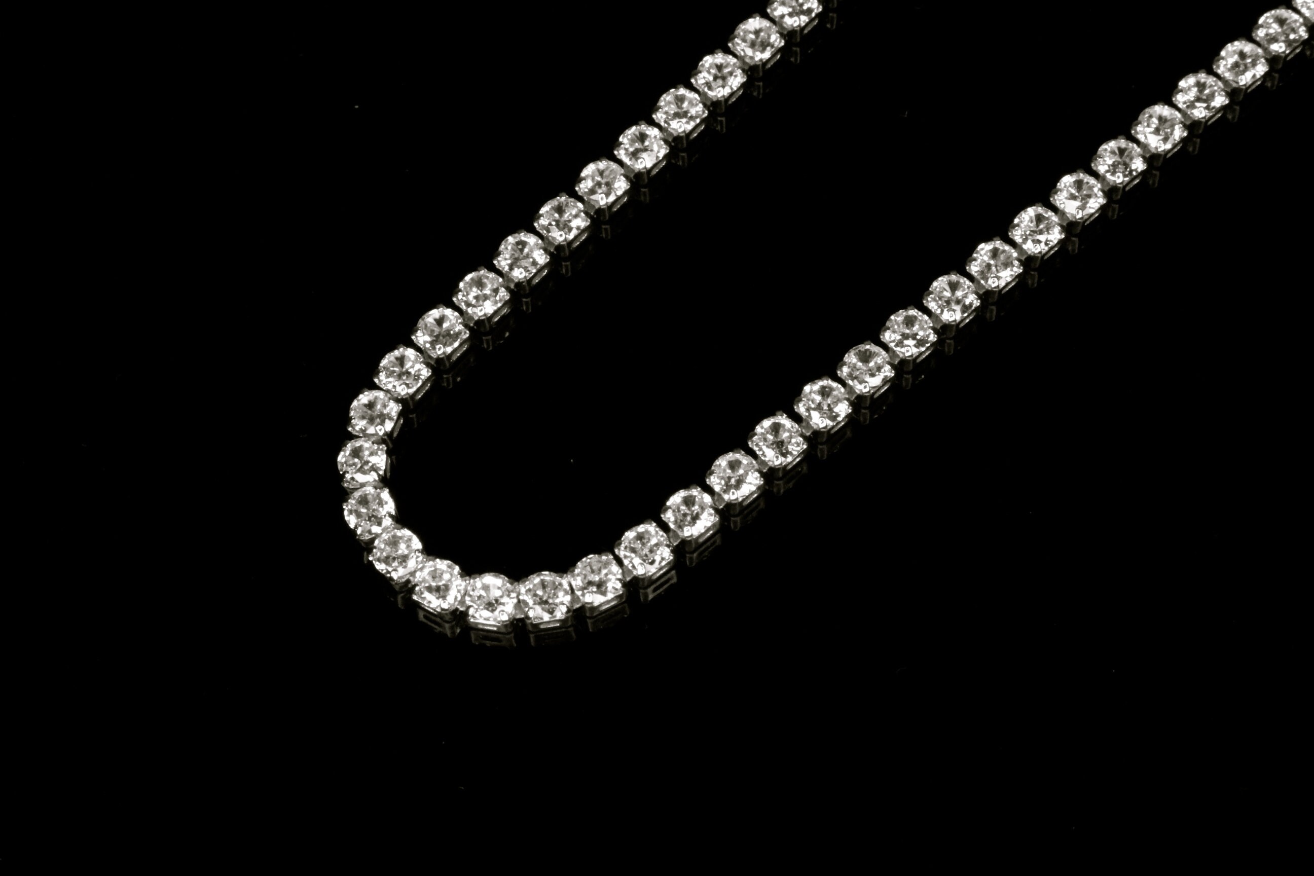 PDJ 2mm Tennis Chain Necklace White Gold Finish 10ct Lab Simulated