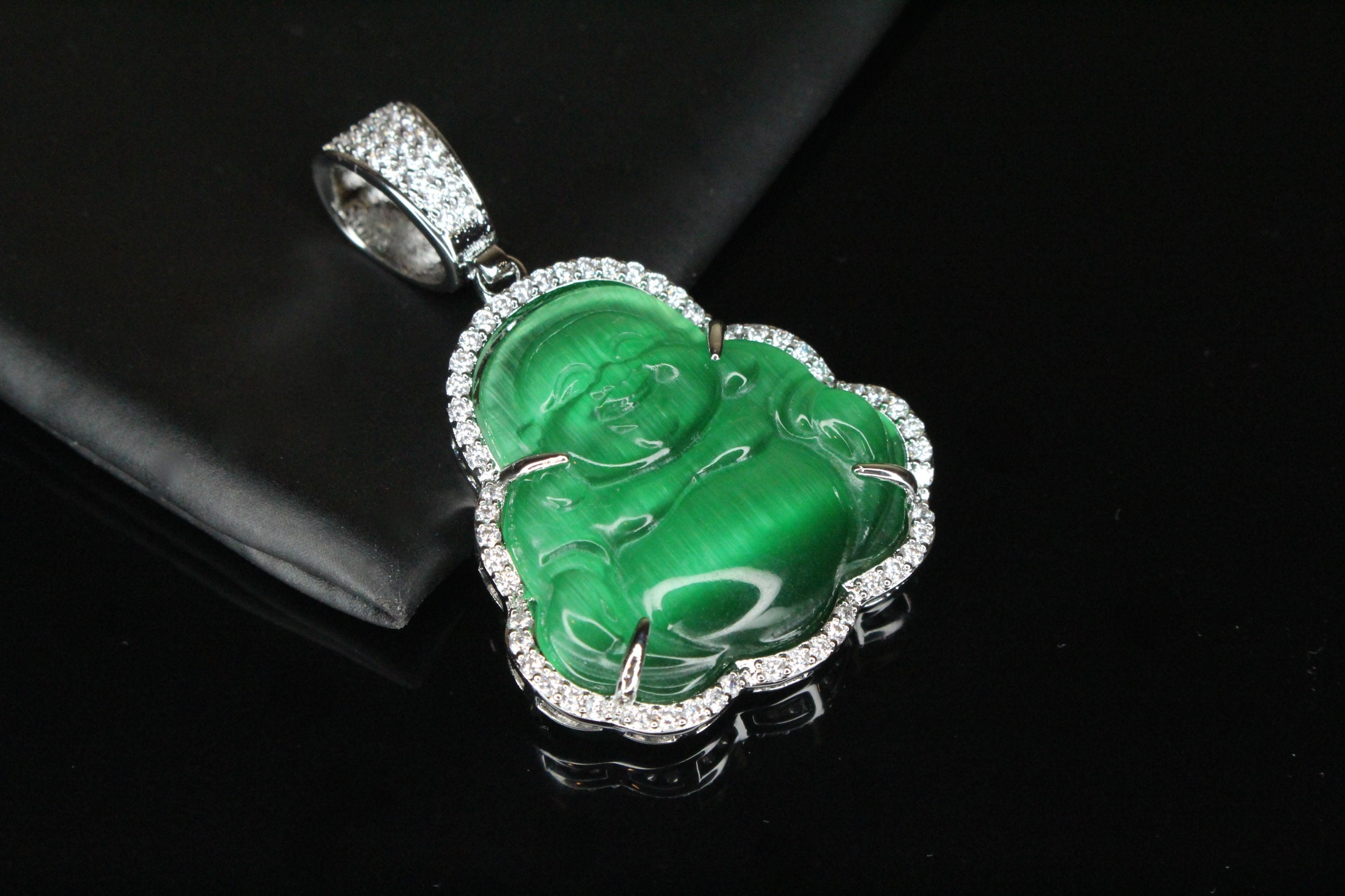 Iced out jade outlet buddha pendant