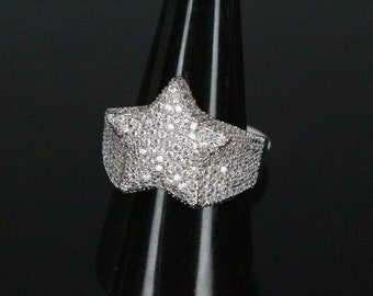 Platinum D. Jewellers 5ct Lab Simulated VVS1 Diamond FULLY PAVED Star Ring ICY Iced Out