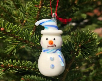 Blown Glass Snowman Etsy