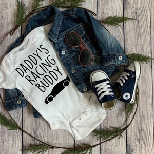 Daddy&#39;s Racing Buddy, Daddy&#39;s Racing Buddy Onesie, Daddy&#39;s Racing Buddy Bodysuit, Gender Reveal, Baby Shower, Gift for Daddy, Dad Gift, Baby