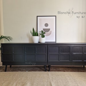 Extra long Nathan Drinks Cabinet in Black on Black Tapered legs