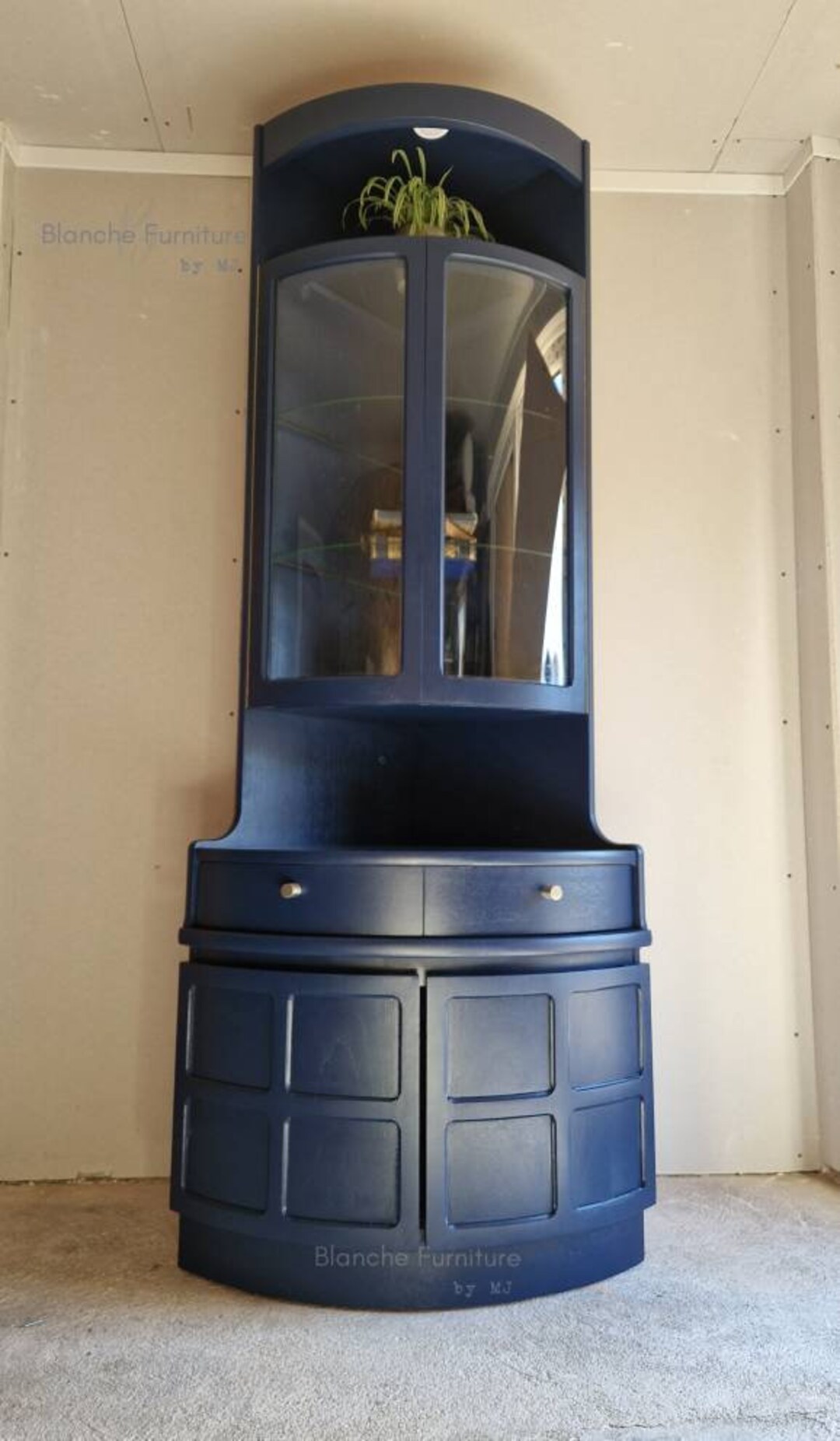 Tall Curved Corner Drinks in Deep Blue by Nathan. Etsy