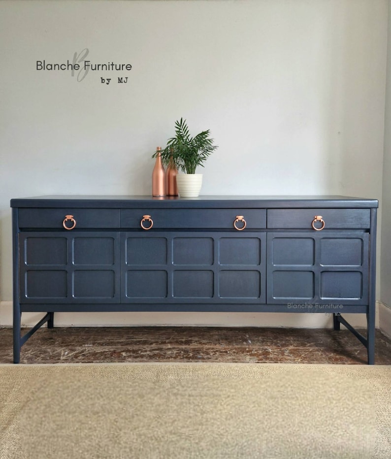 Large Mid Century Nathan Sideboard in Grey and Copper Etsy UK