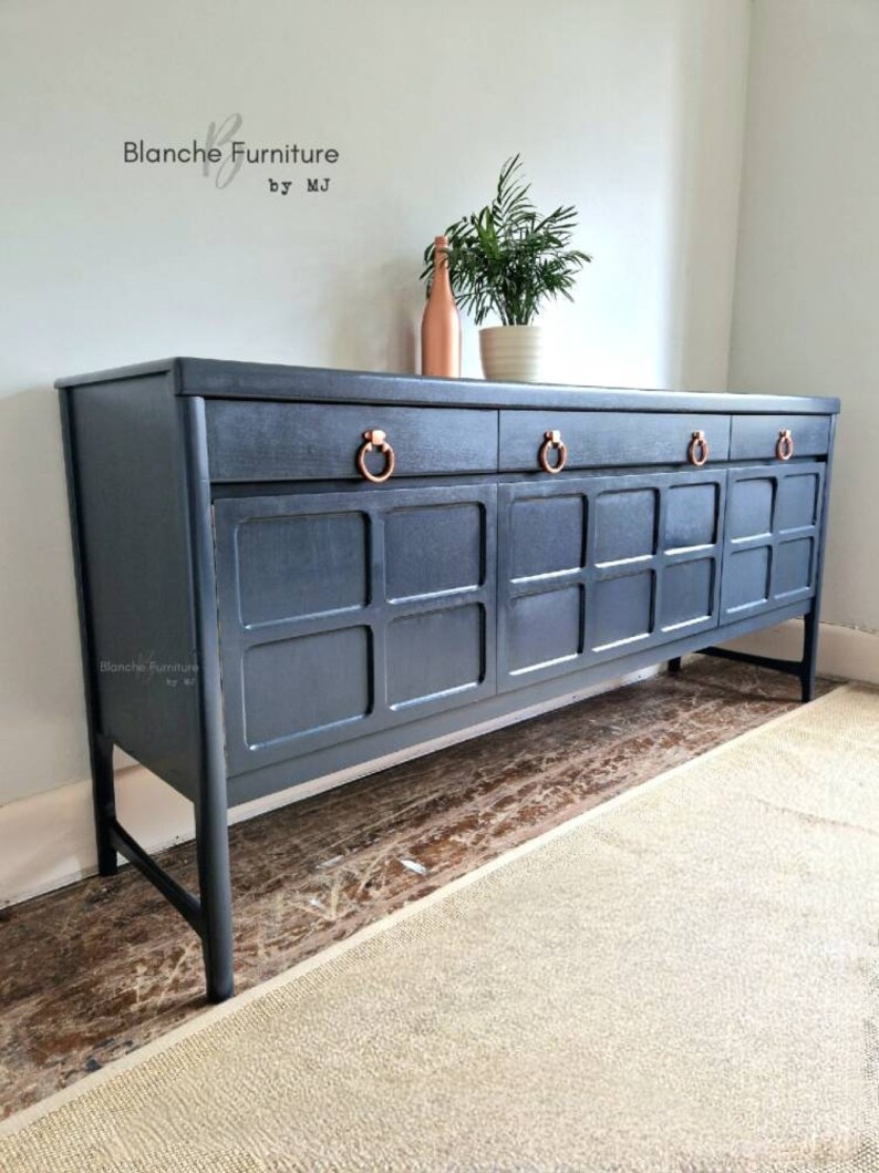 Large Mid Century Nathan Sideboard in Grey and Copper Etsy UK