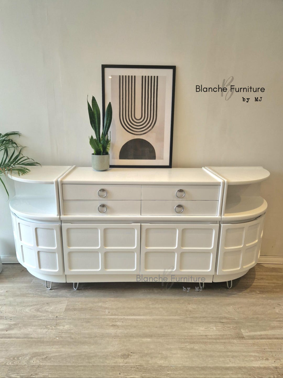 Stunning, Very Large Curved Sideboard, by Nathan in Brilliant White on ...