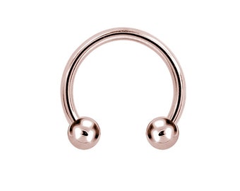 16g Rose Gold Septum Ring/Daith/Cartilage/Helix Jewelry..Gold PVD Over Surgical Steel - 2mm,2.5mm or 3mm Balls 16g - 6,7,8,9,10,12 or 14mm