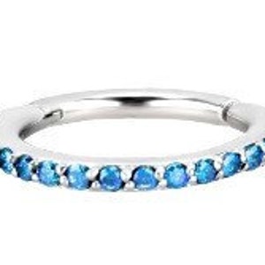 Conch Piercing Eternity Clicker Set with Beautiful Sapphire Swarovski Cz..316L Surgical Steel  16g - 9,10,11 or 12mm