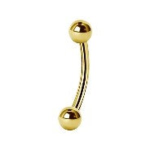 CURVED BARBELL Gold PVDEyebrow Navel Belly BarUK Body Jewellery CURVED BARBELL Gold PVDEyebrow Navel Belly BarUK Body Jewellery