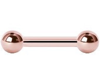 14k Solid Rose Gold Nipple Jewelry, Tongue Barbell with 3mm,3.5mm,4mm or 5mm Balls - 14g 8mm to 19mm ( nickel free )