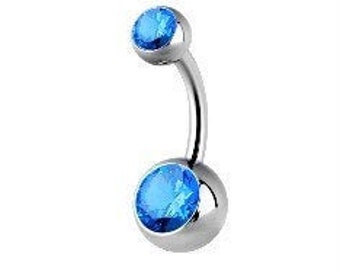 316L chirurgische nähme Stahl Bauchknopf Ring Set mit Saphir blau Swarovski Cz.. Extern gewindet - Kommt in 14G - 6mm, 8mm, 10mm oder 12mm