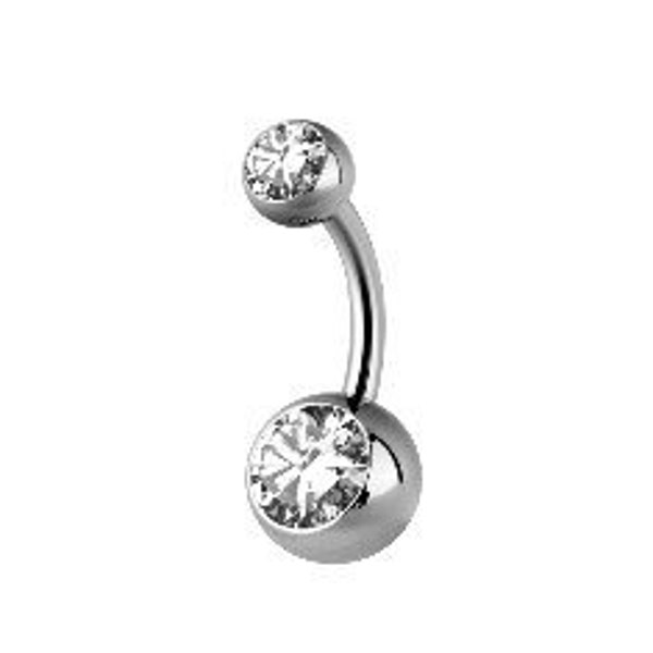 316L Surgical Steel Belly Button Ring Set with Swarovski Cz..Externally Threaded - Comes in 14G - 6mm, 8mm, 10mm or 12mm
