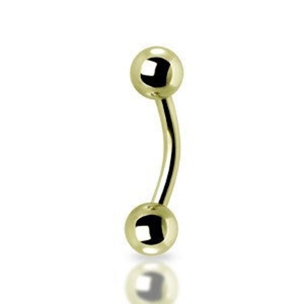 14g Gold Genital/Hood/Clit/Nipple Piercing Barbell with 3mm, 4mm or 5mm Balls..10K Gold PVD - Comes in 8,10, or 12mm