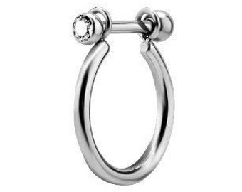 Titanium Conch Ring with One Side Swarovski Jewelled Cz Micro Barbell 16GA..Comes in 11mm to 14mm ( 1.2x07mm Bar )