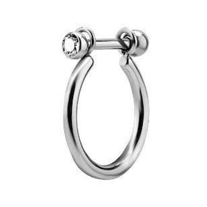 Titanium Conch Ring with One Side Swarovski Jewelled Cz Micro Barbell 16GA..Comes in 11mm to 14mm ( 1.2x07mm Bar )