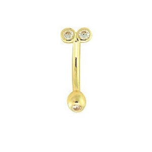 14k Solid Gold Rook Piercing: Swarovski CZ Eyebrow Jewelry (16g, 6 or 8mm)