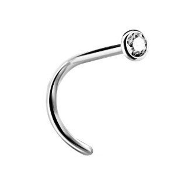 18g Internally Threaded Titanium Nose Ring,Stud Set With White 3mm 5A Grade Swarovski Cubic Zirconia 18g - 6.5mm