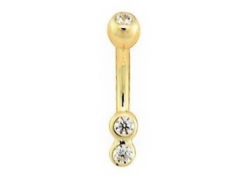 Beautiful 14k Solid Gold Rook Piercing, Daith, Curved Eyebrow Jewelry Set with Swarovski Cz..16g - 6 or 8mm ( nickel free )