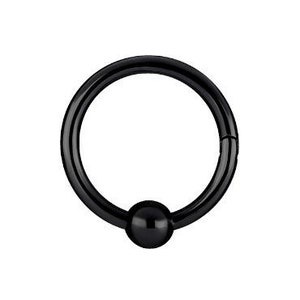 16g Black Daith Piercing Jewelry, Septum Ring Tragus/Cartilage/Helix Clicker..Black PVD Over 316L Surgical Steel-Comes in 6,7,8,9,10 or 12mm