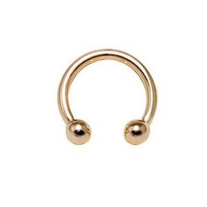 14k Solid Gold Cartilage, Daith, Helix, Septum Ring with 2.5 or 3mm Balls Circular Barbell..16g - 6mm to 14mm (nickel free)