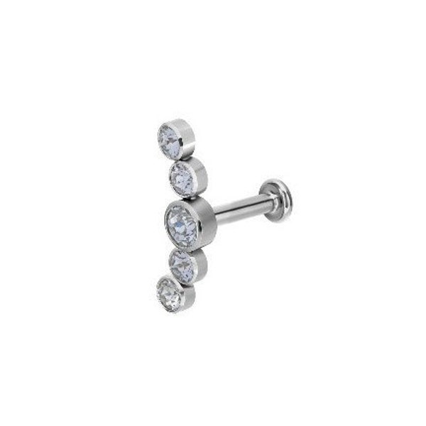 Titanium Internally Threaded Tragus Earring, Helix Stud, Snug Piercing Labret Jewelry Set with White Swarovski Cz..16g - 4mm tomm