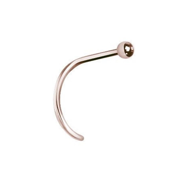 Rose Gold Nose Stud with Tiny 2mm Ball..14k Rose Gold PVD Over Surgical Steel 20G 6.5mm