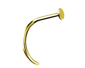 18K Massives Gold mit 2mm oder 2,5mm Flat Disc Nasenstecker.. 20G - 6,5mm