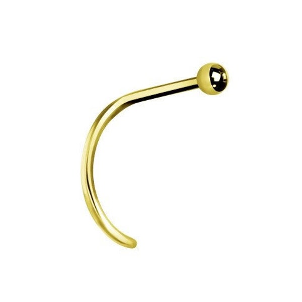 Gold Nose Stud with Tiny 1.5mm or 2mm Ball..18k Gold PVD Over Surgical Steel 20G 6.5mm