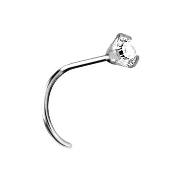 18g 316L Surgical Steel Nose Ring Stud Set With a White 2mm 5A Grade Swarovski Cubic Zirconia 18g - 6.5mm