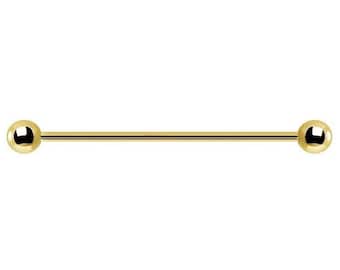 Golden industrial Barbell..Plated Surgical steel..14g..35mm