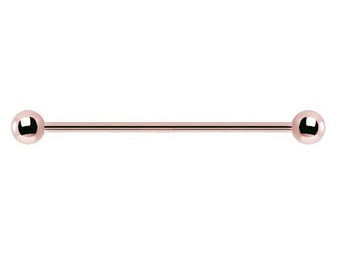 14k Solid Gold 14g Industrial Barbell with 3mm 4mm or 5mm Balls From 20mm to 50mm 3.5mm