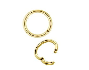 Anneau de nez pour daith/septum/tour en or massif 18 carats.. Or jaune, rose ou blanc 18 carats.. 20 g, 18 g, 16 g, 14 g, 12 g ou 10 g - de 4 mm à 14 mm