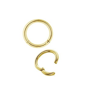 18k Solid Gold Daith/Septum/Rook Piercing Clicker Nose Ring..18k Yellow, Rose or White Gold..20g, 18g, 16g, 14g, 12g or 10g 4mm to 14mm image 1