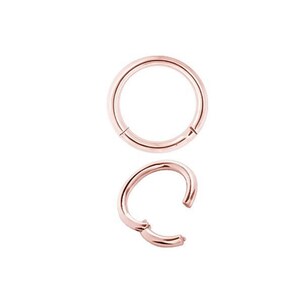 16G Rose Gold Daith Jewelry, Helix/Rook/Cartilage Hinged Clicker Ring Gold PVD Over 316L Surgical Steel - Comes in 5,6,7,8,9,10,11 or 12mm