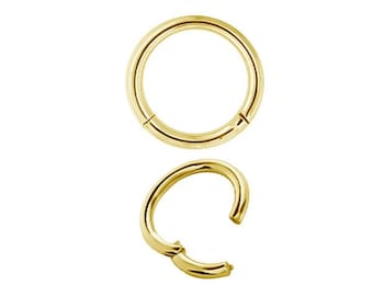 16G Gold Daith Jewelry, Helix/Rook/Cartilage Hinged Septum Clicker..Gold PVD Over 316L Surgical Steel - Comes in 5,6,7,8,9,10,11 or 12mm