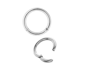 18k Solid White Gold Septum, Daith, Helix, Nose Hinged Clicker Ring..Comes in 20g, 18g, 16g, 14g, 12g or 10g - 4mm to 14mm