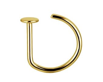 20g Annealed Titanium Open Straight Nose Ring Stopper, Nose Hoop, Nose Jewelry.. Gold PVD Over Titanium - Comes in 20g - 8mm