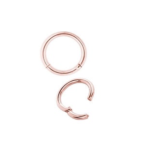 18k Solid Rose Gold Septum Hinged Clicker - Rook/Daith/Nose Ring..Comes in 20gauge to 6gauge - 4mm to 14mm ( Nickel Free )